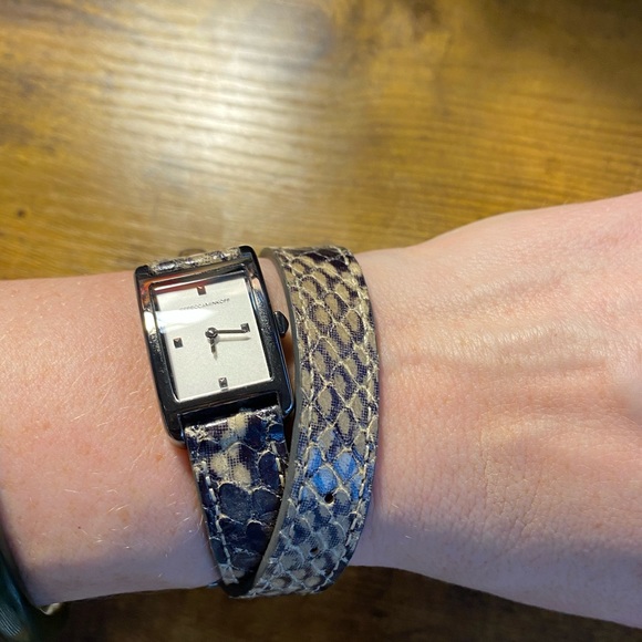 Rebecca Minkoff double wrap bracelet watch, python - Picture 2 of 14
